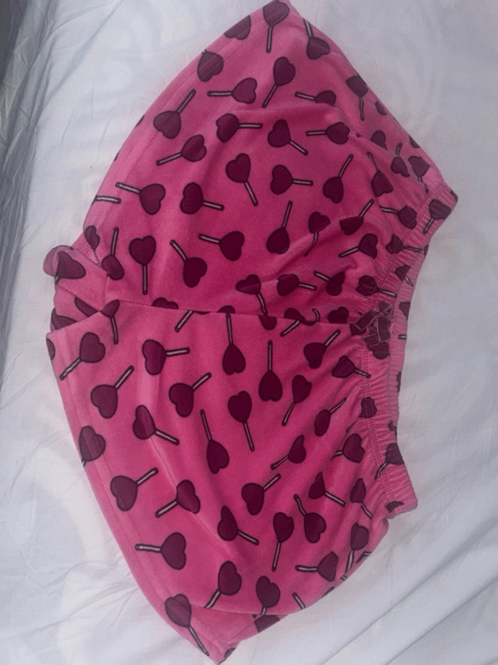 Pink Heart Lollipop Fleece Shorts